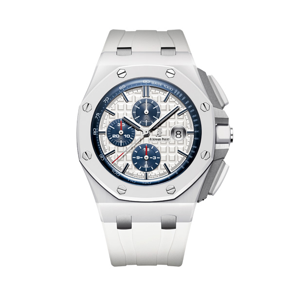 Audemars Piguet Royal Oak Offshore 44mm copy watches with white rubber strap