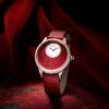 Red Leather Straps Jaquet Droz Petite Heure Minute Replica Watches For Ladies