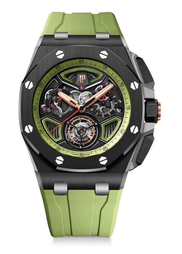 Audemars Piguet Keeps The Party Going: Meet The Green And Black Ceramic Swiss Made Fake Audemars Piguet Royal Oak Offshore Self-Winding Flying Tourbillon Chronograph Watches UK